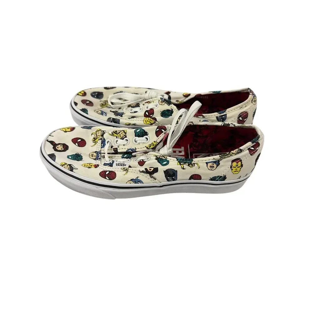 Vans x Marvel Authentic Canvas Sneakers White Comic Print Women’s